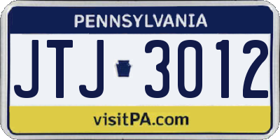 PA license plate JTJ3012