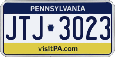 PA license plate JTJ3023