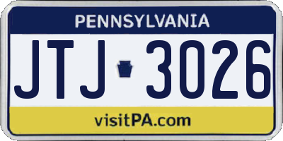 PA license plate JTJ3026