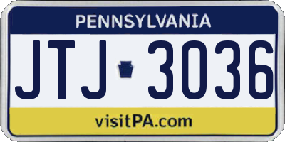 PA license plate JTJ3036