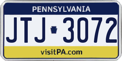 PA license plate JTJ3072