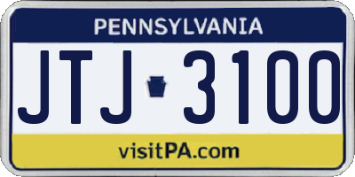 PA license plate JTJ3100