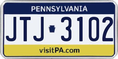 PA license plate JTJ3102