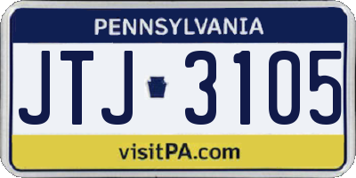 PA license plate JTJ3105