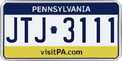 PA license plate JTJ3111