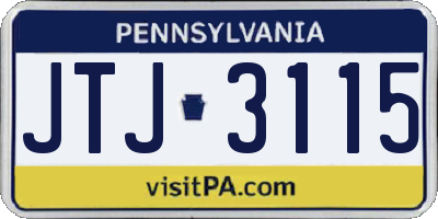 PA license plate JTJ3115