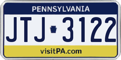 PA license plate JTJ3122