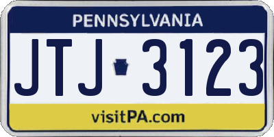PA license plate JTJ3123