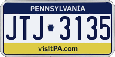 PA license plate JTJ3135