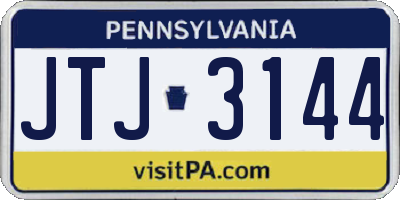 PA license plate JTJ3144