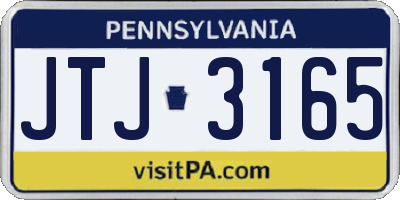 PA license plate JTJ3165