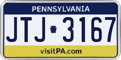 PA license plate JTJ3167