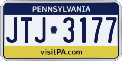 PA license plate JTJ3177