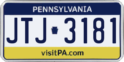 PA license plate JTJ3181