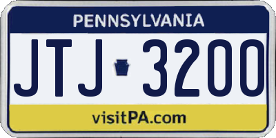 PA license plate JTJ3200