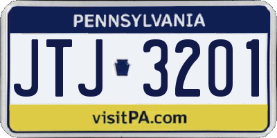 PA license plate JTJ3201