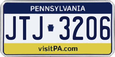 PA license plate JTJ3206