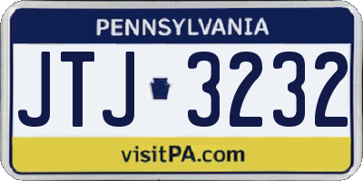 PA license plate JTJ3232
