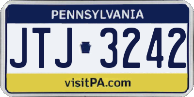 PA license plate JTJ3242