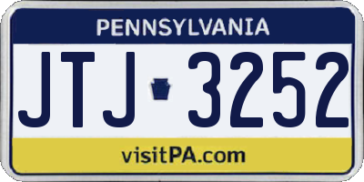 PA license plate JTJ3252