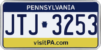 PA license plate JTJ3253