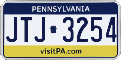 PA license plate JTJ3254