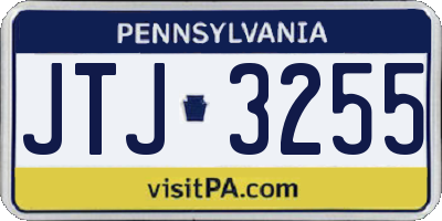 PA license plate JTJ3255