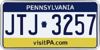 PA license plate JTJ3257