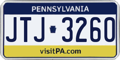 PA license plate JTJ3260