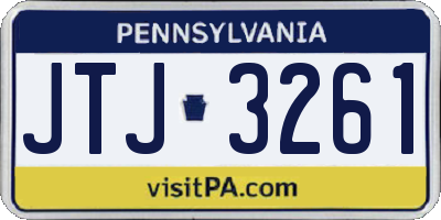 PA license plate JTJ3261