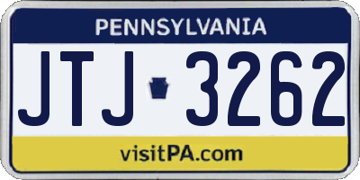 PA license plate JTJ3262