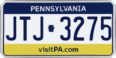PA license plate JTJ3275