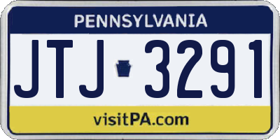 PA license plate JTJ3291