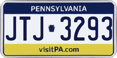 PA license plate JTJ3293