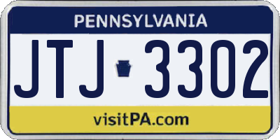 PA license plate JTJ3302