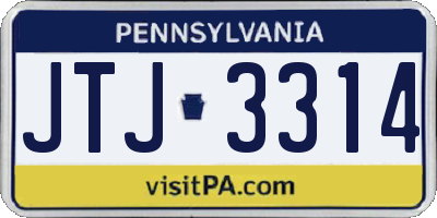 PA license plate JTJ3314