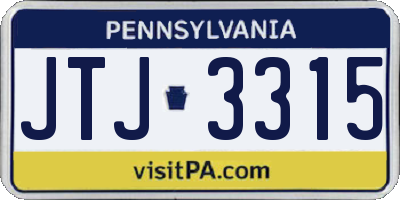 PA license plate JTJ3315