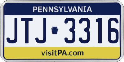 PA license plate JTJ3316