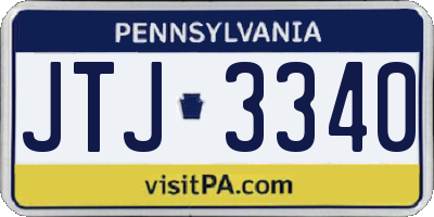 PA license plate JTJ3340