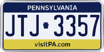 PA license plate JTJ3357