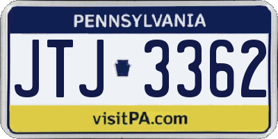 PA license plate JTJ3362
