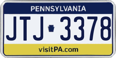 PA license plate JTJ3378