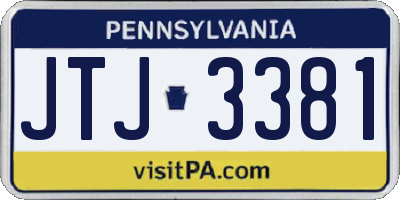 PA license plate JTJ3381