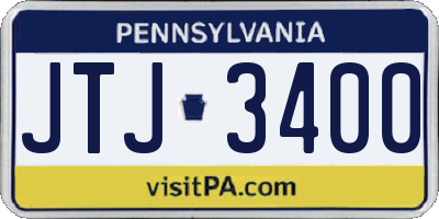 PA license plate JTJ3400