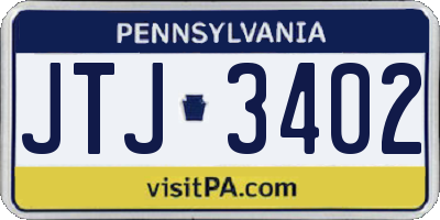 PA license plate JTJ3402