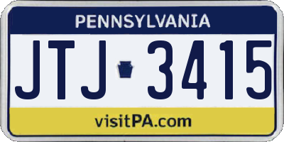 PA license plate JTJ3415