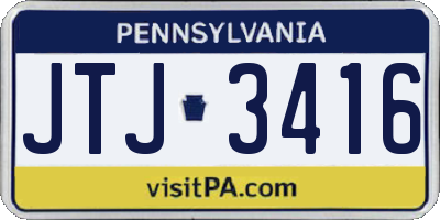 PA license plate JTJ3416