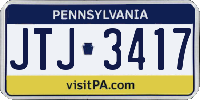 PA license plate JTJ3417