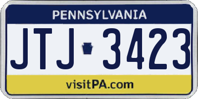PA license plate JTJ3423