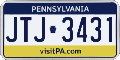 PA license plate JTJ3431